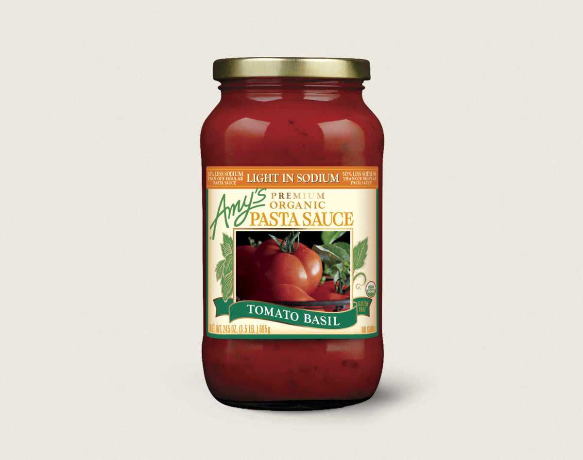 Amy's Kitchen Gluten free low sodium tomato basil sauce, dairy free