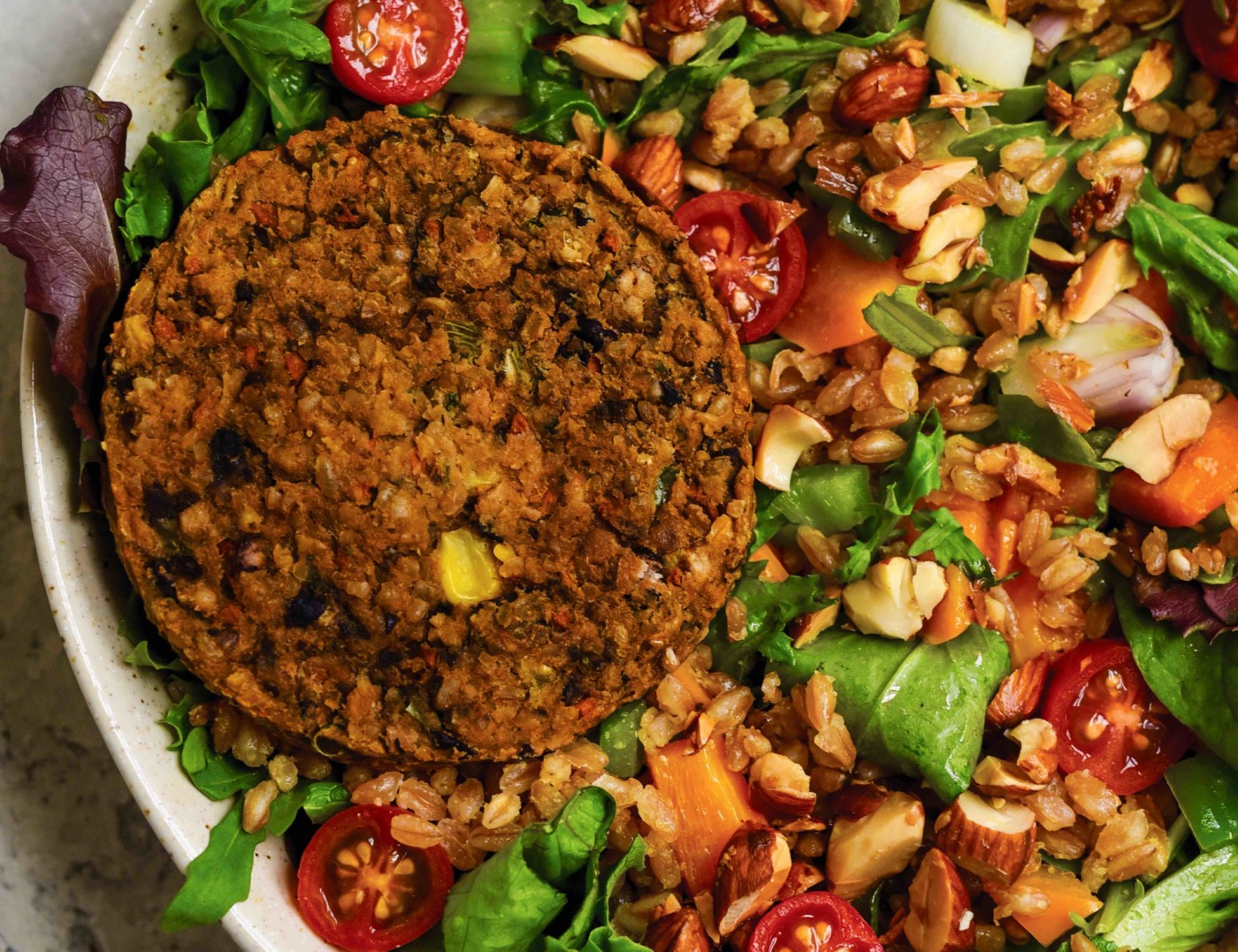 Amy's Kitchen Farro & Black Bean Veggie Burger Salad