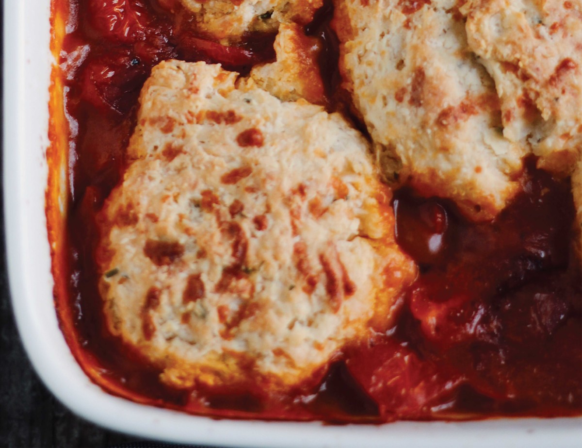 Amy's Kitchen - Savory Tomato Cobbler with Cheddar Herb Biscuit Topper
