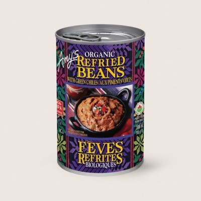 Organic Refried Beans with Green Chiles/Aux Piments Verts Biologiques