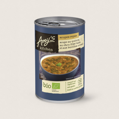 Soupe au quinoa, au chou frisé kale et aux lentilles corail bio